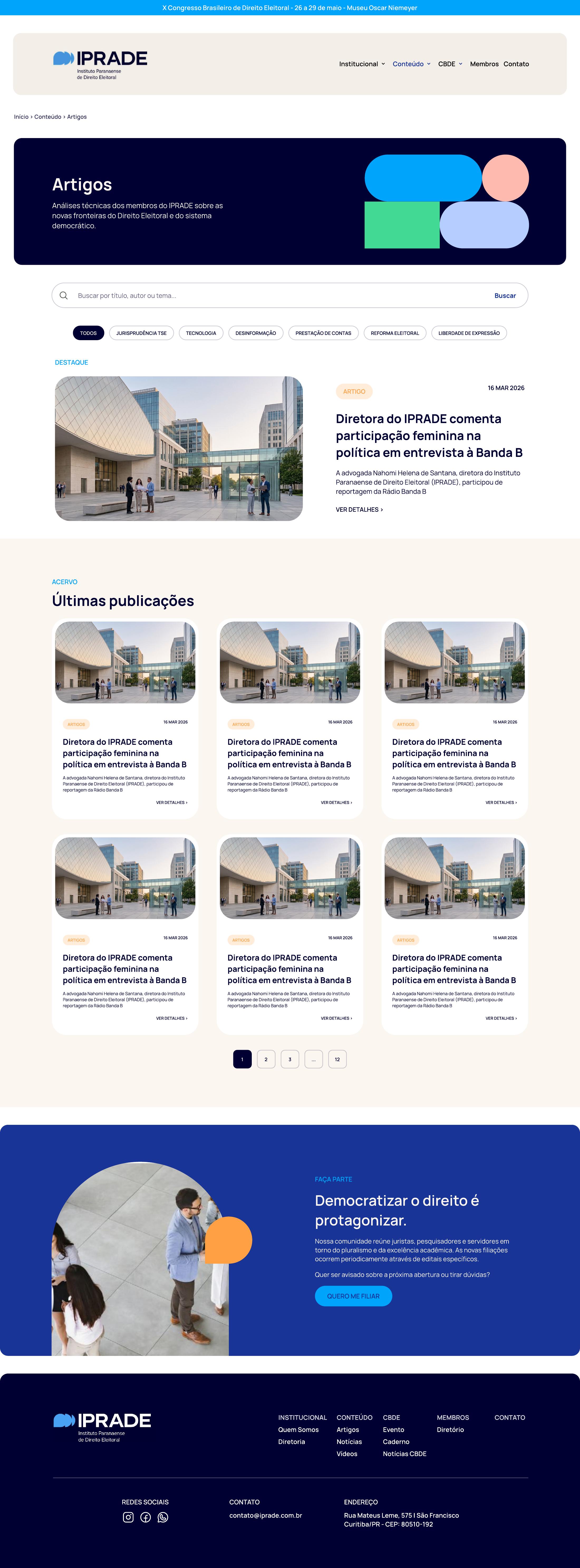 IPRADE — listagem de artigos